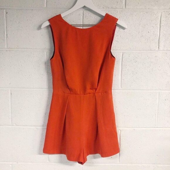 TOPSHOP Hot Orange Lace Back Romper Playsuit - Picture 2 of 10